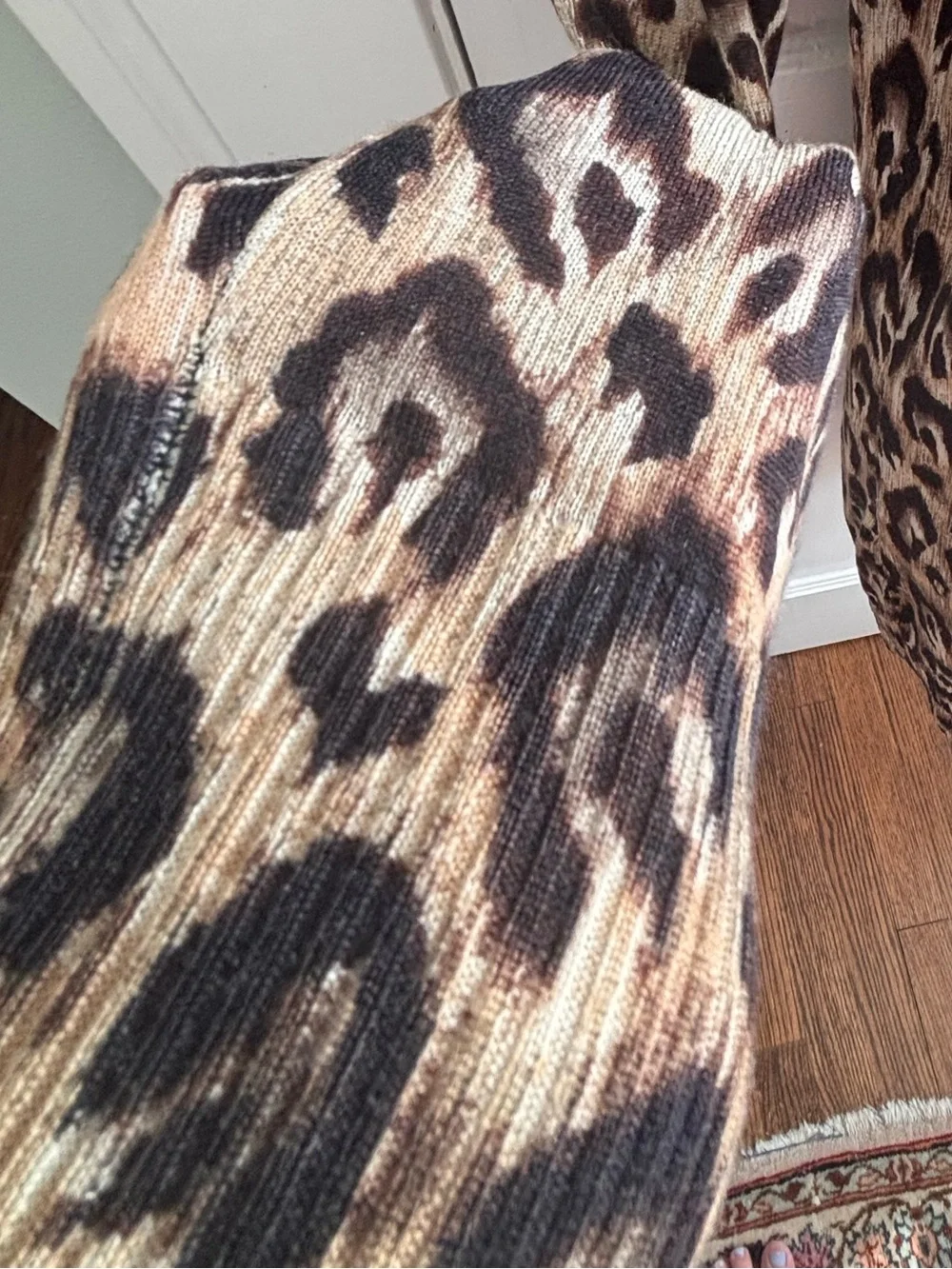 Tory Burch Leopard Print Cardigan Gold Logo Buttons Size M